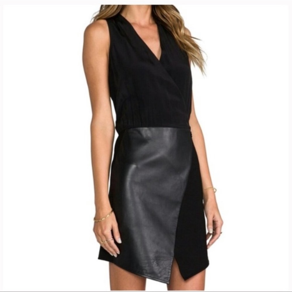 NWT Tibi leather and silk cocktail dress size 4